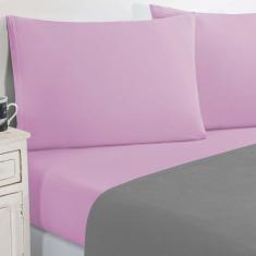 Imagem de Jogo De Cama Malha Lençol 100% Algodão Gran Moratta 3 Peças Solteiro Cinza-rosa
