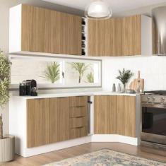 Imagem de Cozinha Modulada 8 Peças 3 Aéreos 3 Balcões Adega e Toalheiro Ipanema Cabecasa Madeiramadeira Acácia
