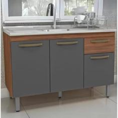 Imagem de Balcão Gabinete 1,19 Dacheri Copa Sem Tampo Freijo / cinza