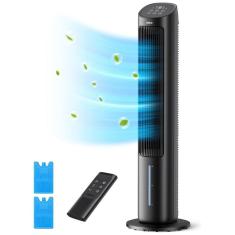 Imagem de Ventilador de Torre, com Ar Frio, Oscilação 80°, Tanque de Água Removível, Controle Remoto, 4 Velocidades, Timer 7H, Quarto, Dreo ,Preto