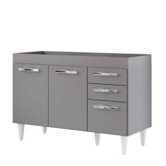 Imagem de Balcão Gabinete Para Pia 120cm 3 Portas Sem Tampo Suécia Cinza - Lumil