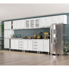 Imagem de Cozinha Completa Itatiaia Diamante com 22 Portas, 8 Gavetas e 15 Prateleiras - 435cm de largura - Branco