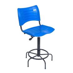 Imagem de Cadeira Caixa Alta Plástica Azul Recepcao Hortifruti guarita vigia mercado mercadinho clean design luxo premium