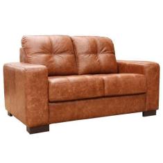 Imagem de Sofá 2 Lugares Sala de Estar 150 cm Milão Couro Marrom Envelhecido G03