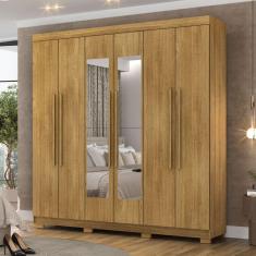 Imagem de Guarda-Roupa Casal Bahamas 6 Portas 2 Gavetas com Espelho Natural - Pnr Móveis