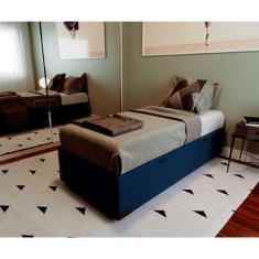 Imagem de Cama Box Baú Com Colchão Solteiro Mola Ensacada Guldi Macio Azul E Bra