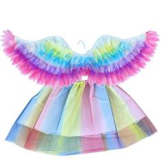 Imagem de Kit Fantasia Infantil Fadinha Asa Festa Criança Castela