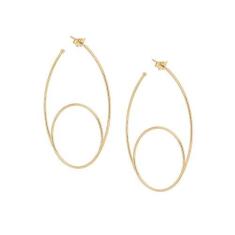 Imagem de Brinco Rommanel Banhado Ouro Meia Argola Oval Com Círculo Vazado 526274