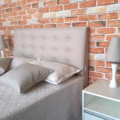 Imagem de Cabeceira Casal Las Vegas Botone 15 Com Pes Linho Bege 140 X 120 Rbl