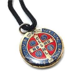 Imagem de Colar Cordão Medalha de São Bento Colorida