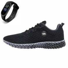 Imagem de Tenis Feminino Esporte De Amarrar Academia Caminhada Conforto + Relógi