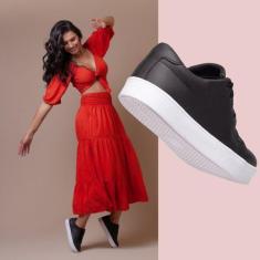 Imagem de Tenis Feminino Preto Sapato Casual Feminino Anti-Derrapante. Modelo Ca