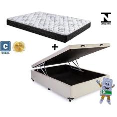Imagem de Cama Box Casal Cinza + Colchão Espuma D28 138x188x14