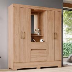 Imagem de guarda-roupa solteiro com espelho briz 4 pt 2 gv jequitibá