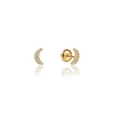 Imagem de Brinco Meia Lua Em Ouro 18K Com Zircônias Infantil Segundo Furo - Agap