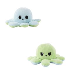Imagem de Polvo Reversível Humor Grande Tiktok Pelúcia Azul/Verde