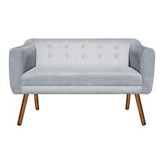Imagem de Sofá Retrô Namoradeira Julia 2 Lugares Suede Cinza - D'Rossi