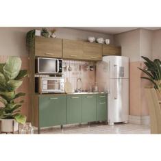 Imagem de Cozinha Completa Compacta L780a Nogueira/Verde Oliva - Kappesberg