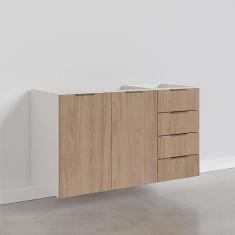 Imagem de Balcão Pia 120cm Sem Tampo Sem Rodapé Puxador 150mm Ipanema Cabecasa Madeiramadeira Acácia/branco