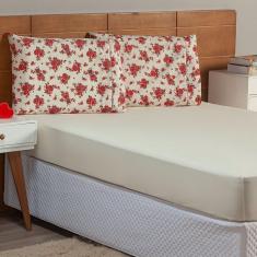 Imagem de Jogo De Lençol Solteiro 2 Peças Esmeralda 100% Algodão Percal 150 Fios Vermelho