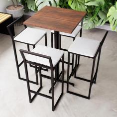 Imagem de Conjunto Mesa Alta Bar Bistr  Quadrada Imbuia 4 Banquetas Con