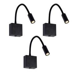 Imagem de Arandela De Leitura Led Articulada Preta 3W 3000K Ace15 3un