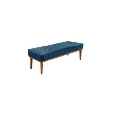 Imagem de Recamier Calçadeira Decorativo Gênova 1,60 Cm Veludo Azul - Montanaris