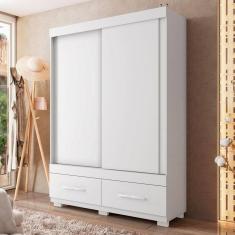 Imagem de Guarda-Roupa Solteiro Sereno 2 Portas 2 Gavetas Branco - Caemmun