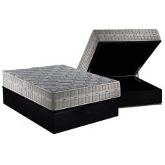 Imagem de Conjunto Box Baú Casal: Colchão Molas Anjos Royal + Base Crc Suede Black(138x188)