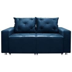 Imagem de Sofá 2 Lugares Retrátil E Reclinável Bariloche 1.60cm C/ Molas - Veludo Azul