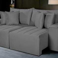 Imagem de Sofá Living Retrátil com Molas 250 Cm Veludo Veneza Cinza Cinza