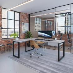 Imagem de Escrivaninha em L Yon Presidente com 1 Gaveta 190x70x75 - Metalig