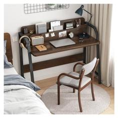Imagem de Mesa de computador Mesa de escrita de um quarto de mesa de mesa, mesa de laptop de mesa doméstico simples com compartimento de armazenamento, estrutura de aço estável (excluindo cadeira) Mesa de traba