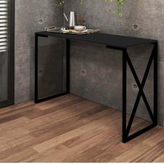 Imagem de Mesa Escrivaninha 90cm Bex Home Office Industrial Consultório Ferro Preto MDF Preto - Ahz Móveis