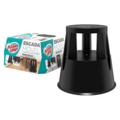 Imagem de Banqueta Escada Móvel Com Rodinhas Preta Flash Limp - FlashLimp, flp71