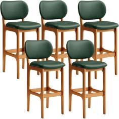 Imagem de Kit 5 Banquetas Alta Betta Imbuia Facto Verde Musgo