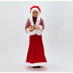 Imagem de Enfeite Natalino Boneca Mamãe Noel Tecido Decorativo 61 cm