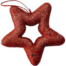 Imagem de Enfeite De Natal Estrela Com Gliter 8Cm Vermelha Pct.C/06.