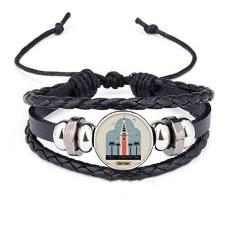 Imagem de DIYthinker Pulseira Hong Kong Torre do Relógio Pulseira de Couro Trançado com Miçangas