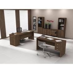 Imagem de Mesa De Escritório Com 3 Gavetas Tecno Mobili Nogal