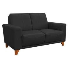 Imagem de Sofá 2 Lugares Recepção 145cm Russia Couro Preto Gran Belo