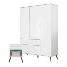 Imagem de Mesa de Apoio e Guarda Roupa Infantil Alice Branco Acetinado - Phoenix Baby