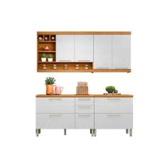 Imagem de Cozinha Completa Burguesa Premium 4 Peças (2 Armários + 2 Balcões) C4P14 Freijó/Branco - Nesher