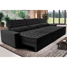 Imagem de Sofá Retrátil e Reclinável 3,55m Cama Inbox Big Puffer com Softgeld40 Velupluma Preto
