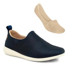 Imagem de Tênis Usaflex Feminino Slip-On Conforto AF0607 + Meia Selene Sapatilha