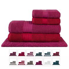 Imagem de Jogo De Toalhas Grossa Gigante 5 Peças Luxo - Nobre - Fucsia + Sangria