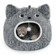 Imagem de CATISM Cama para gatos, camas para gatos internos, caverna de gatos, caverna para gatos internos, caverna de cama de gato, camas grandes para gatos, cama aconchegante com capuz e almofada macia, camas