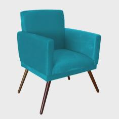 Imagem de Poltrona Decorativa Nina Com Rodapé Suede  Turquesa