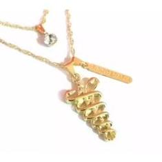 Imagem de Colar Cordão Duplo Fisioterapia Com Placa Folheado