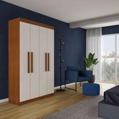 Imagem de Guarda-Roupa Solteiro Marina 4 pt Imbuia e Off White